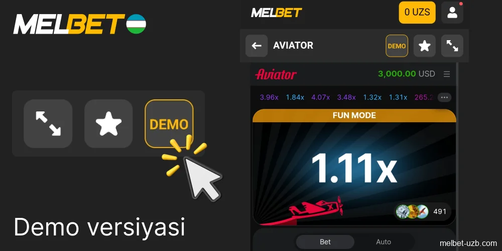 Melbetdagi Aviator o'yinining demo versiyasi