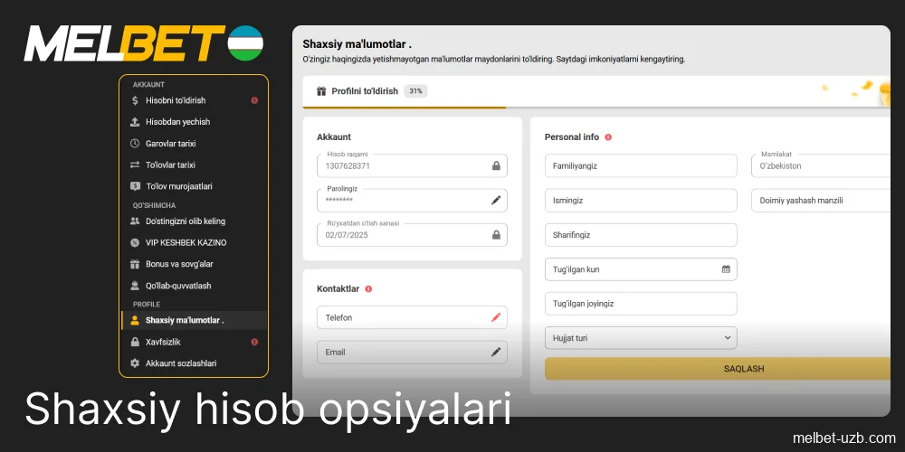 Melbet hisobi xususiyatlaridan qanday foydalanish kerak