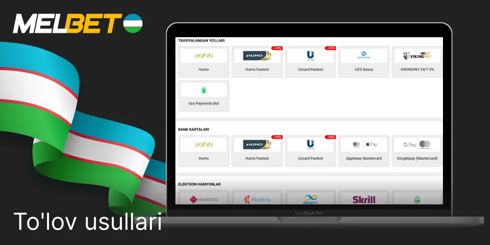 Melbet O'zbekistonda to'lov usullari